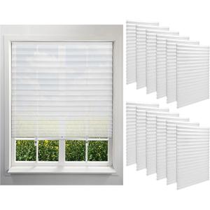 Kigley 12pcs White Filtering Temporary Blinds for Windows, Cordless Light Filtering Fabric Shade Self Adhesive Window Shade, Easy to Cut and Install, with Clips (35x71inch)