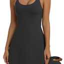 Womens Eazy Peezy Tennis Dress, Workout Dress with Shorts & Bra Golf Athletic Dresses for Women Black Medium