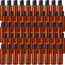 50 Pieces 4oz Plastic Squeeze Bottles with Disc Top Flip Cap Empty Amber Refillable Containers Small Travel Toiletry Bottles for Lotion Shampoo Oil Body Soap Creams (Brown/ Black)