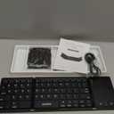 Samsers Foldable Bluetooth Keyboard with Touchpad - Portable Wireless Keyboard with Holder, Rechargeable Full Size Ultra Slim Pocket Folding Keyboards for Android Windows iOS Tablet & Laptop - Black