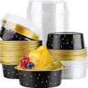 EUSOAR Disposable Ramekins with Lids, 5oz 50pcs Aluminum Foil Baking Cups Tins, 150ml Cupcake Liners for Pie Quiche Soufflé Creme Brulee, Cake Pan Custard Pan for Gathering Dinner Wedding Banquets