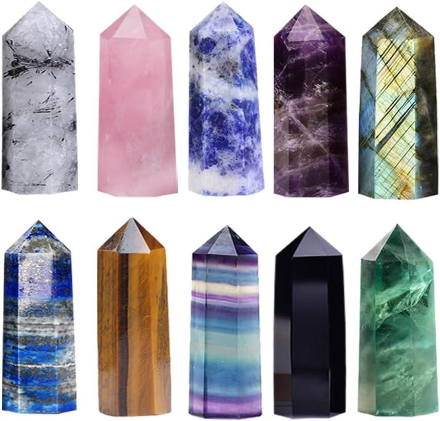 Natural Stone and Crystals Point Wand Reiki Healing Stone Rose Quartz Amethyst Home Decor Mineral Stones Crafts Crystal Amethyst Point 4-5cm 10pc