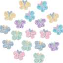 FREEBLOSS 18Pcs Crochet Butterfly Applique Handmade Crocheted Butterfly Embellishments Colorful Sew On Patches Crochet Knitted Handmade Applique for Clothes, Bags Arts Crafts DIY Decor 1.38''