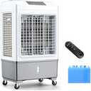 Large Windowless Portable Air Conditioner, 3 in 1 Evaporative Swamp Cooler with Remote, Hoseless Ventless Fan Ac Unit, 7H Timer, 8 Gal Water Tank, 4 Ice Box for Garage, Bedroom Home Outdoor