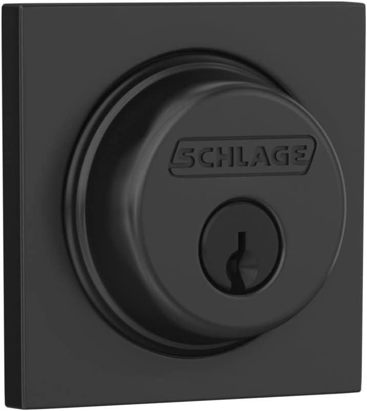 Schlage B60 N COL 622 Deadbolt with Collins Trim, Keyed 1 Side, Highest Residential Security, Matte Black, B60NCOL622