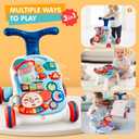 AuntyFey Baby Walker, 3 in 1 Push Walker for Baby Girls Boys, Baby Walking Toy for 1 Year Old Learning to Walk, Sit to Stand Baby Walker Push Toy for Girl 12 Months, Blue
