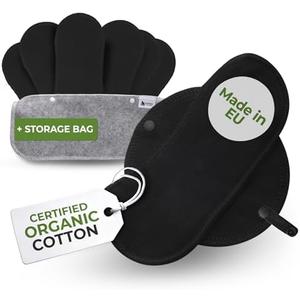 Organic Cotton Reusable Panty Liners for Women & Teens (Small, 7-Pack); High-Temp Washable Cloth Liners Made in EU; Stay Fresh & Dry, for Daily Vaginal Discharge Only; 100% Breathable (no PUL/TPU)