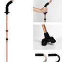 Stand by Me Walking Cane for Elderly and Disabled, Adjustable with Soft Cushioned Handle, Portable Lightweight, Collapsible, Extra Standing Support Platform, Wide Footpad (Gold)
