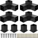 Heavy Alloy Steel Pergola Kit with 3-Way Brackets for 6"x 6" Lumber - DIY Pergola Brackets Suitable for Gardens and Metal Gazebos - Includes Screws
