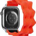 2 x ULTIMAL Scrunchie Band Compatible with Apple Watch Bands 40/41/42mm Orange | Skin-Friendly, Elastic Nylon Scrunchie Watch Strap for iWatch Watch Series 11 10 9 8 7 6 5 4 3 2 1 SE, No Buckle (Orange, XS