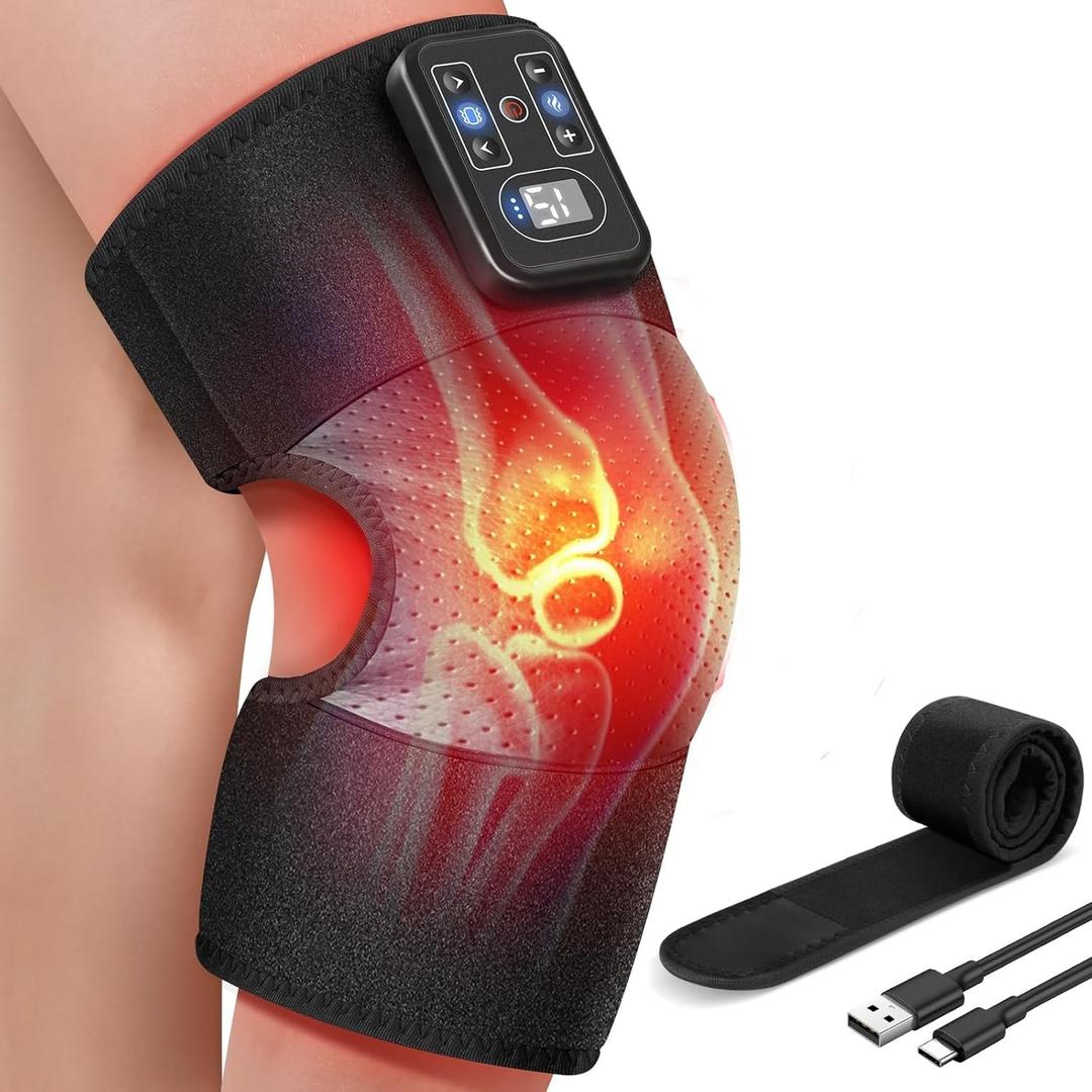Knee Massager with Heat and Vibration Massage, Knee Brace Pain Relief for Joints Elbow Shoulder Ligament