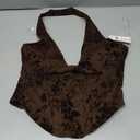 Petal Play Floral Burnout Halter Corset Top, Brown, XS