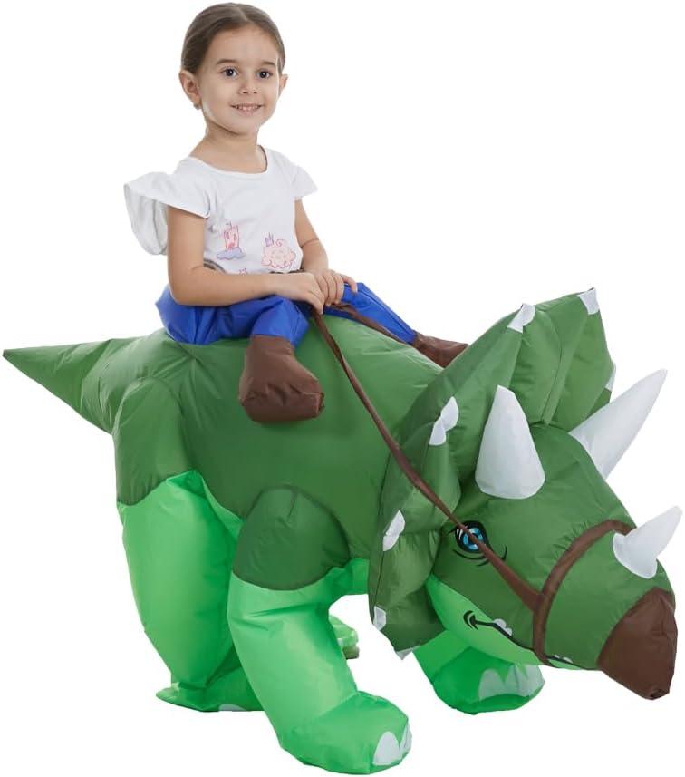 HSCTEK Inflatable Toddler Dinosaur Costume Boys Girls (4-6, Triceratops)