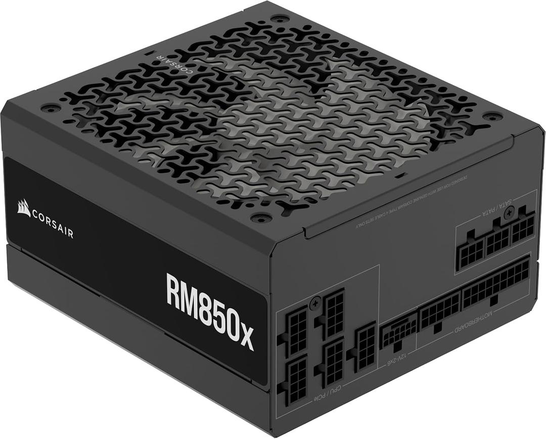 CORSAIR RM850x ATX 3.1 PCIe 5.1 Ready Fully Modular 850W Power Supply Low-Noise, Cybenetics Gold Efficiency, Native 12V-2x6 Connector Black