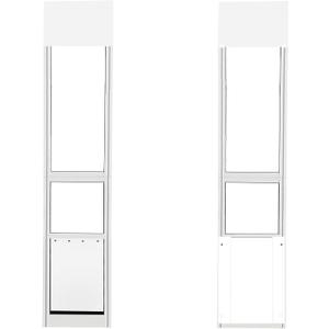 Dog Door for Sliding Glass Door Easy Installation Adjustable 75.79"-81.3" Slider Height, Large Dog Door for Sliding Door, All-Metal Framed & Panel with Rotating Screws