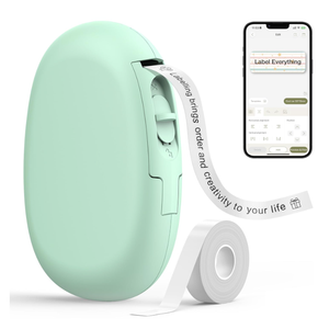 SUPVAN E10 Bluetooth Label Maker Machine with 3 Tapes, Continuous Waterproof Label, Versatile App with 35 Fonts and 1k+ Icons, Inkless Labeler for Home, Kitchen, School, Office Organization, Green