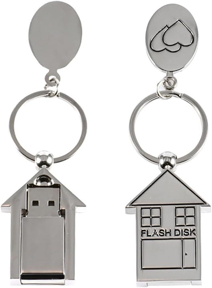 Metal USB Flash Drive Novelty House Design Portable Thumb Drive for Students Unique Gift for Friends PenDrive Music Storage(House 128GB)
