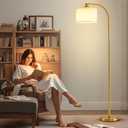 Tall Floor Lamp for Living Room,65'' Modern Standing Lamps with 9W LED Bulb,Elegant Floor Light with Fabric Shade,Gold Tall Lamp for Bedroom Office Study Room Corner Dining Room