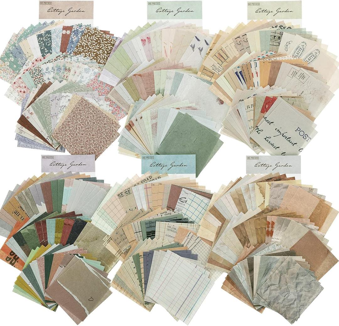 Zonon 360 Sheets Vintage Scrapbook Paper Supplies DIY Journaling Supplies for Writing Drawing, Aesthetic Retro Decorative Paper for Scrapbooking Travel Journal