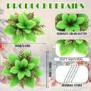 Zeyune 15 Pack Green Poinsettia Flowers Glitter Artificial Christmas Poinsettia Decor 5.5'' Plush Flowers Picks with Clips and Stems DIY for Xmas Tree Wreath Holiday Home Party Decor(Green)