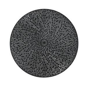 Round PVC Placemats, Starburst Design, Black , Set of 18