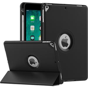 MoKo Case for iPad 6th / 5th Generation (2018 / 2017Model, 9.7 Inch) with Apple Pen Holder, Slim Hollow Logo Smart Cover for iPad 9.7 inch, Also Fit iPad Pro 9.7/Air 2/Air, Auto Wake/Sleep, Black