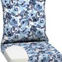 Arden Outdoor Foam Deep Seat Cushion Set, 24 in x 24 in, Weather-Proof, Rain-Proof, Fade Resistant Patio Cushion, Bottom and Back Cushion for Chair, Sofa, and Couch Blue Garden Floral