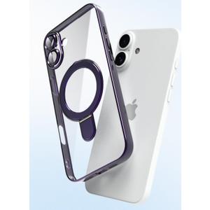 Tnarru Designed for iPhone 16 Plus Case with Stand [Magnetic Ring Holder] [Built-in Camera Lens Protector] Slim Anti-Scratch Non-Yellowing for iPhone 16 Plus Clear Case Purple