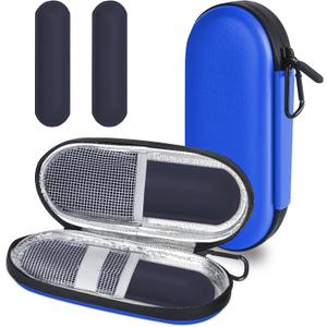MOSLA Insulin Cooler Travel Case for Diabetic Organize Medication Insulated Cooling Bag with 2 Ice Packs for Insulin Pens and Other Diabetic Supplies (Blue)