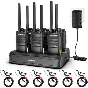 BAOFENG VBT-888S Plus Upgrade Long Range Two-Way Radios, Rechargeable Walkie Talkies for Adults, 2 Way Radio with Earpiece, 6-Way Charger 1500 mAh Typc-C Charging for School,Church,Warehouse(6 Pack)