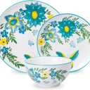 HomePop Ceramic 12-Pieces Dinnerware Sets,Dish Plates and Bowls Sets - Blue Turquoise