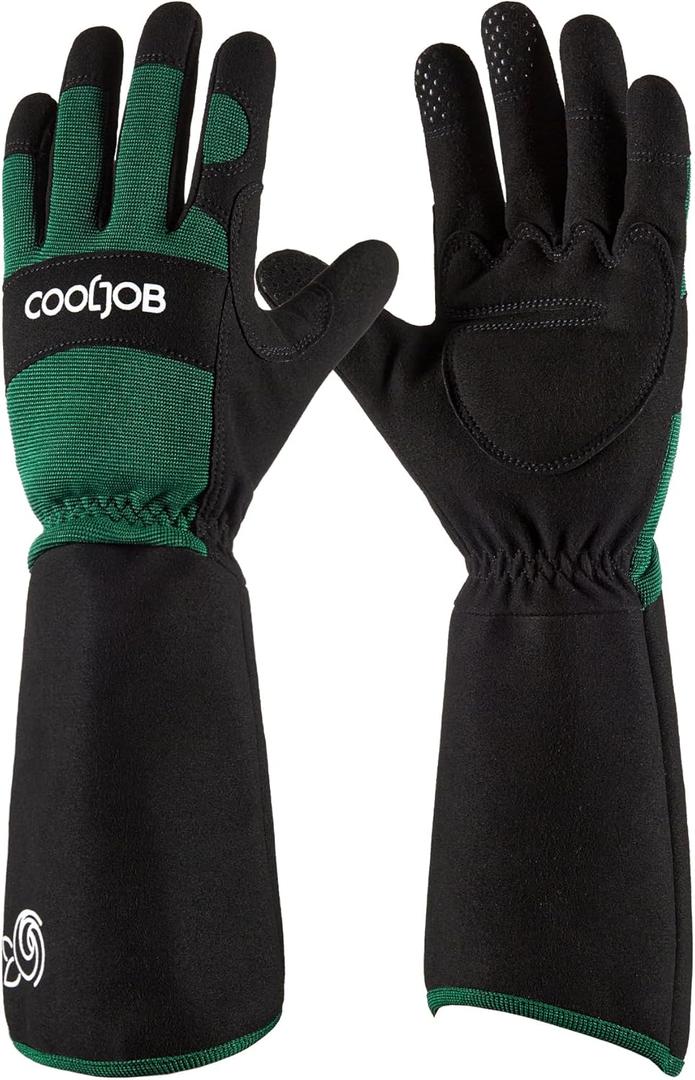COOLJOB Thorn Proof Rose Pruning Garden Gloves for Men, Long Sleeve Padded Yard Work for Bush, Blackberry, Cactus, Heavy Duty/Puncture Resistant/Machine Washable, Medium, Green (Medium (Pack of 1)) COOLJOB Thorn Proof Rose Pruning Garden Gloves for Men, Long Sleeve Padded Yard Work for Bush, Blackberry, Cactus, Heavy Duty/Puncture Resistant/Machine Washable, Medium, Green (Medium (Pack of 1))