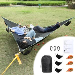 Camping Hammock, 13 Ft Triangle Hammock for Outside with 3 Ratchet Tie Down Straps and Storage Bag, Portable Hammock Max 800 Lbs for 2-6 Adult or Kid for Outdoor Travel (157''/400cm)