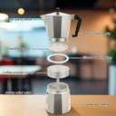 HomeBeyond Espresso Coffee Maker 12 Cups, Classic Stovetop Espresso Maker, 600ml / 20oz Coffeemaker for Gas & Ceramic Stovetops (Silver)