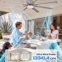 84 Inch Industrial Smart Ceiling Fan with Light, WiFi Alexa & Remote Control, 8 Brushed Nickel Aluminum Metal Blades, High CFM Extra Large Outdoor Ceiling Fan for Patios Garage Warehouse