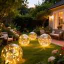 6 Pcs 15.7 Inch Garden Lighted Inflatable Ball Outdoor Decoration LED Light Battery Operated Blow up Inflatable Balls for Summer Garden Yard Outdoor, Not Waterproof, Do Not Use in Water
