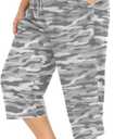 FOREYOND Plus Size Capri Pants for Women Loose Fit Yoga Pants with Pockets Workout Activewear Sweatpants (6X-Large Plus, Camouflage Grey)