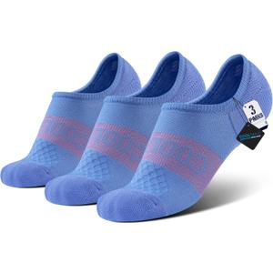 BRISIRA Coolmax Bamboo Viscose Compression No Show Socks Moisture Wicking Cushion Short Low Cut Ankle Athletic Sock for Golf (6-8.5, 3 Pairs Skyblue Heel Grips)