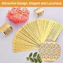 200 Pcs Gold Napkin Rings,7 in / 5 in Laser Cut Hollow Napkin Bands with Self Adhesive,Disposable Papaer Napkin Holders for Table Decor,Wedding Party,Christmas,Thanksgiving