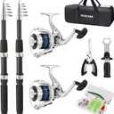 Fishing Pole Combo Set 6.9ft 2PCS Telescopic Fishing Rod and Reel Combo with Fishing Pliers and Lip Gripper Collapsible Fishing Rod and Reel Kits for Bass
