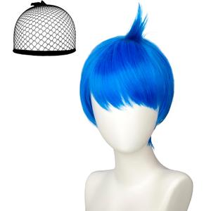 Women's Short Straight Blue WigVibrant Elf cut for Adults Halloween Costume Emotion Anime Cosplay