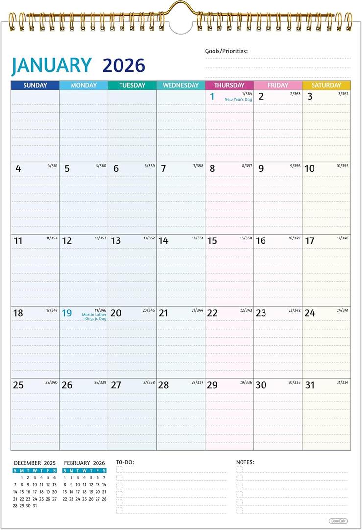 4 x Wall Calendar 2026-2027 Run Now to Jun 2027, Calendar 2026-2027 Wall, 12 x 17 In, 18 Monthly Calendar, 2026 Calendar with Large Blocks, Thick Paper, Holidays, To-do Notes, Great for Organizing