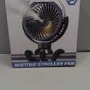 Misting Stroller Fan, 6000mAh Battery Operated Portable Fan with Light & 360 Pivoting, Personal Fans with Flexible Tripod for Baby, Office, Travel,Treadmill,Outdoors (Black)