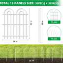 15 Panels Decorative Garden Fence, 32 in(H) X 30 ft(L) No Dig Dog Fence Outdoor for Yard, Rustproof Tall Metal Garden Fencing Animal Barrier with Ground Stakes, Temporary Fencing for Patio, White