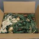 Pre-lit 9ft Christmas Garland with Gold Berries and Balls,Pine Cone,Golden Flower and 50 Battery Operated Soft White LED Lights with Timer,Artificial Holiday Decoration Door Outdoor