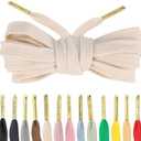 Loop King Shoe Laces- Premium Flat Cotton Laces for Sneakers with Gold Tips - Perfect for Athletic Adults and Kid Size 36"