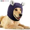 Quiet Ears for Dogs, Dog Ear Muffs Noise Protection Knitted Pet Ears Snood Head Wrap Hats for Medium to Large Cats Pets(Purple)