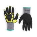 Cut Level A1, Abrasion ANSI Level A4, Impact Protection Gloves with Touch Screen Friendly 15G Sandy Nitrile Palm, Pack of 120 Pairs, Yellow, Size Medium