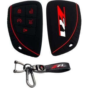 for z71 Silicone Rubber Smart Key Protector with Key Chain 5 Buttons for 2017-2024 GMC Acadia Terrain Denali Sierra Chevrolet Silverado Key Fob Holder Accessories