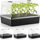 4-Pack Seed Starter Trays with 5'' Tall Humidity Domes  Reusable Plant Germination Kit for Microgreens, Herbs & Indoor Gardening | Clear Vented Lids, Fast Seedling Growth & Durable Design
